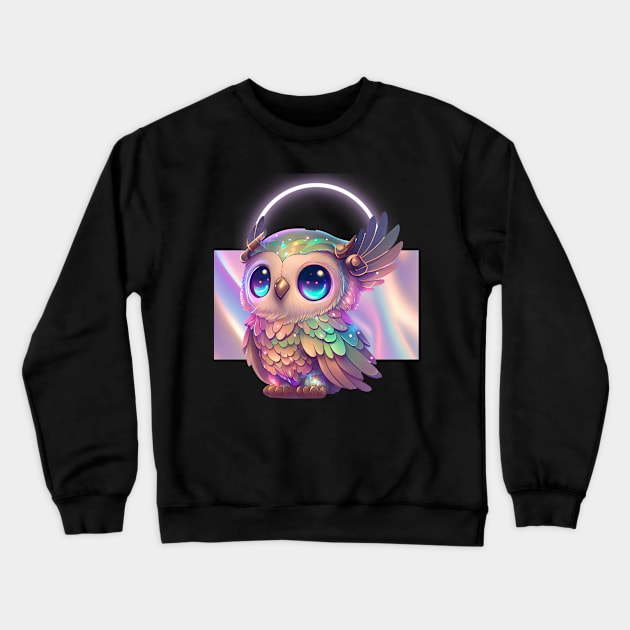 cute owl design, black owl, aesthetic owl Crewneck Sweatshirt by Art by Daniel Gomez